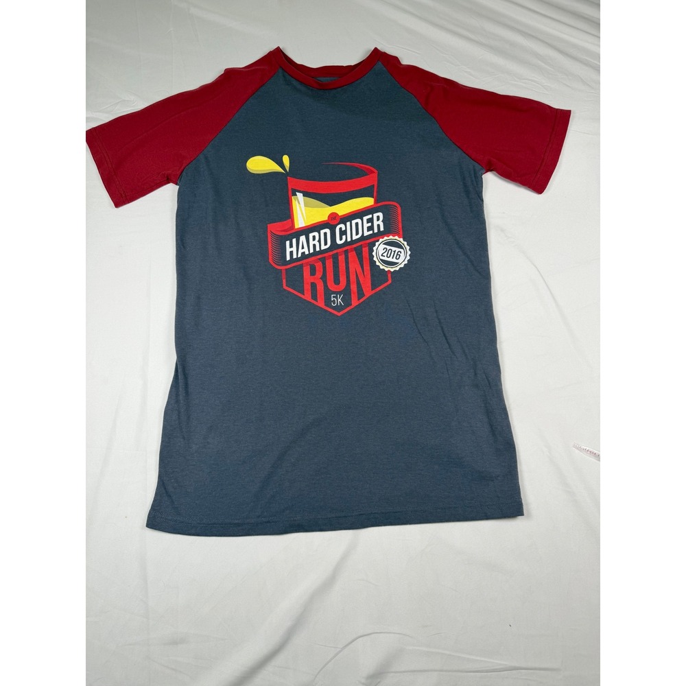 Sourfish Events Hard Cider Run 5K 2016 Raglan T-Shirt Gray Red Womens Medium